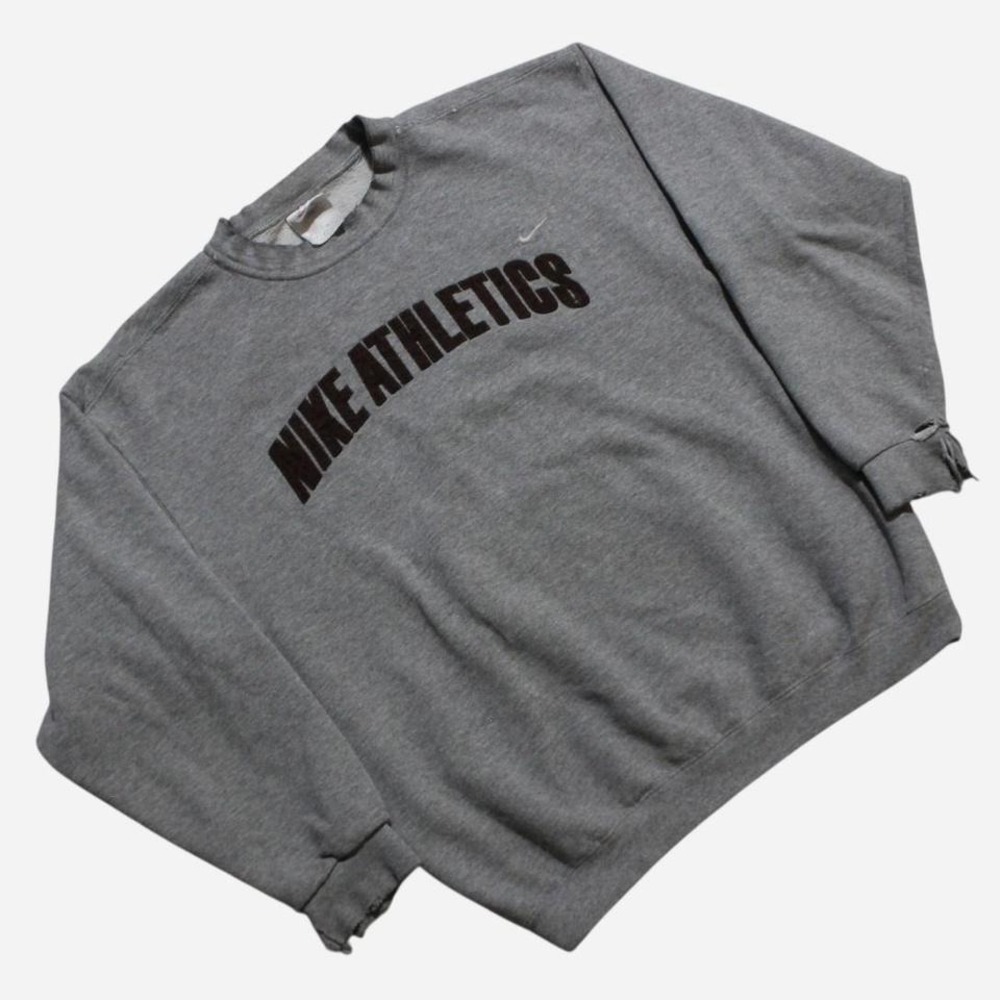 Mens Vintage 90s 2000s Y2K Grunge Skater Distressed Spellout Nike Crewneck